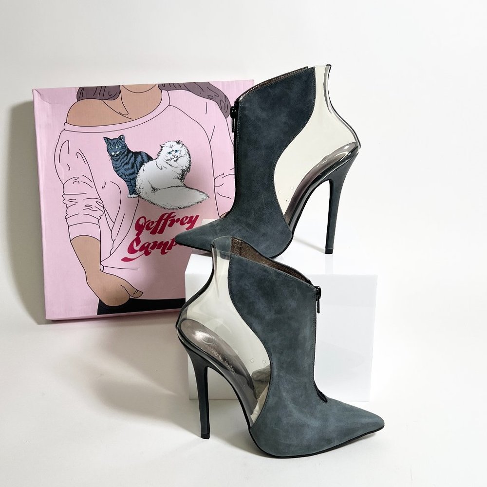 NIB Jeffrey Campbell Llama, Washed Black/ Clear